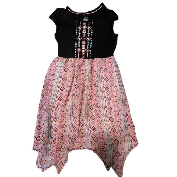 Faded Glory black cotton top with polyester patterned bottom size is M 7/8 - Picture 1 of 5